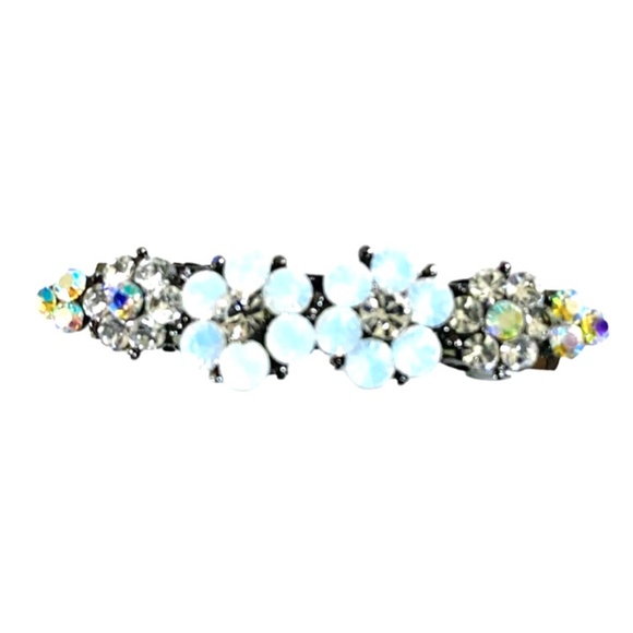 Trio of Petite Crystal Floral Design Barrettes - Picture 4 of 6